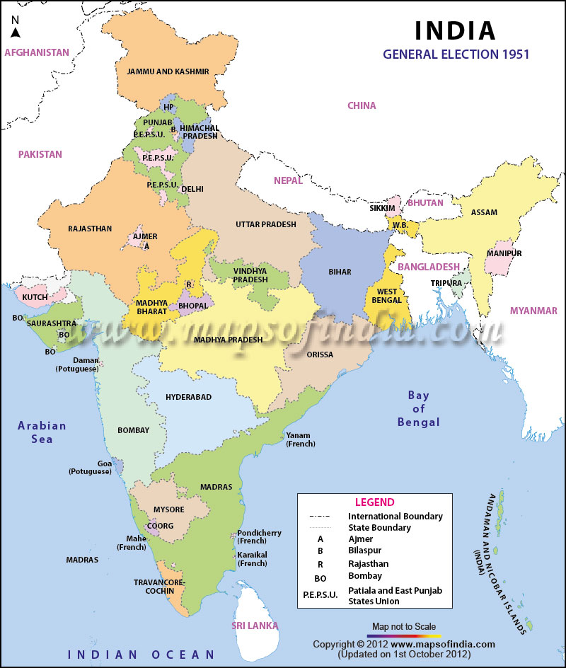 India 1951 General Elections Map